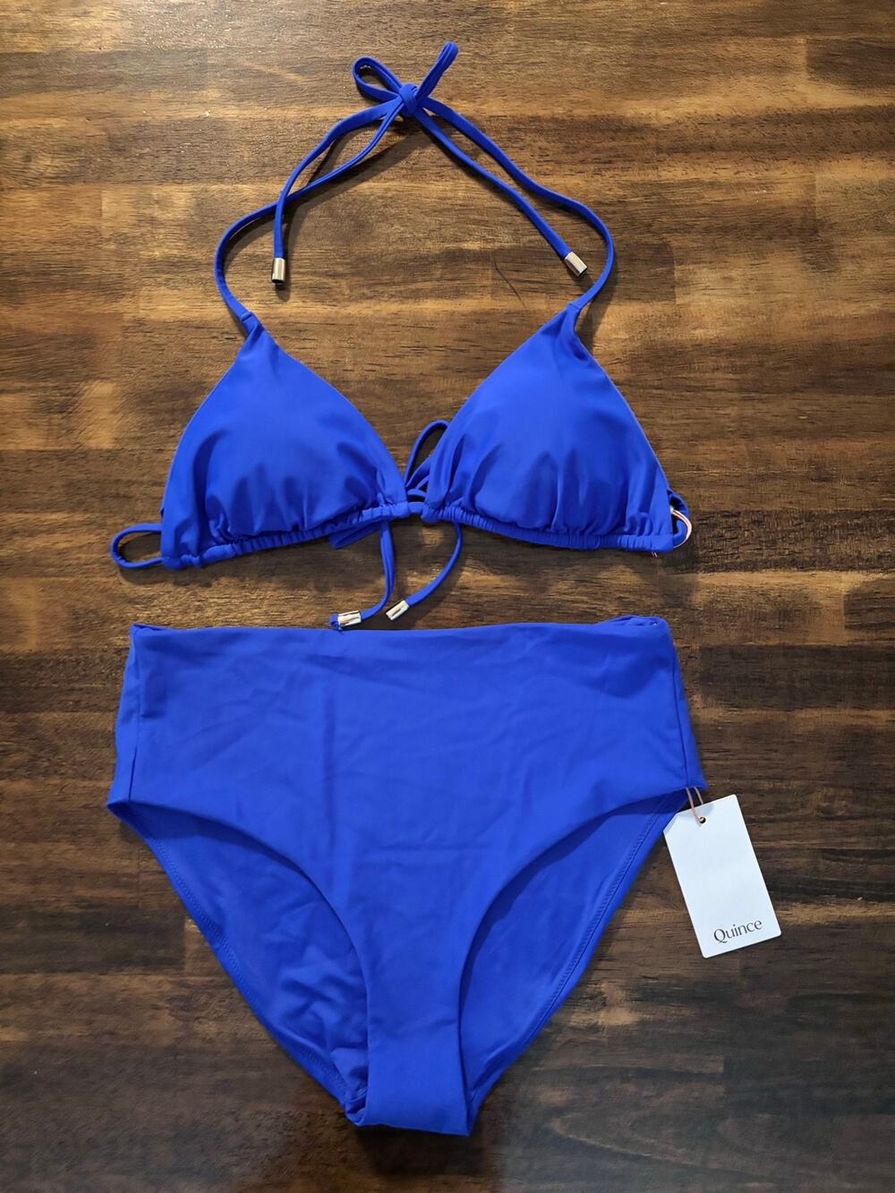 Quince Women’s Medium Swimsuit Bikini Bathing Suit High Rise Triangle Halter